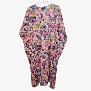 Blando Women's Cotton Mauve Floral Kaftan Muu Muu & Margs Mrs. Roper One Size.